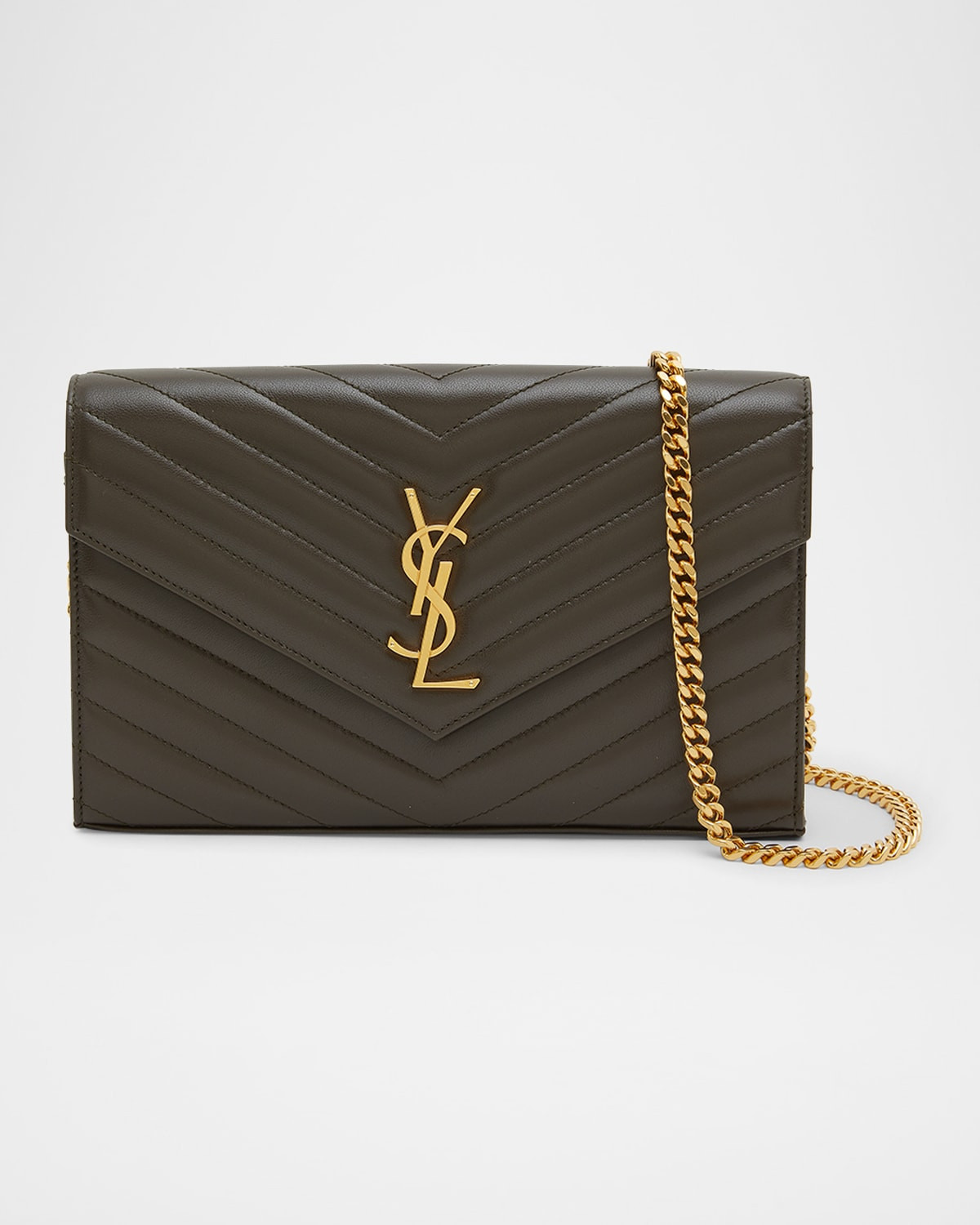 Cassandre YSL Monogram Large Wallet on Chain in Smooth Leather | Neiman Marcus