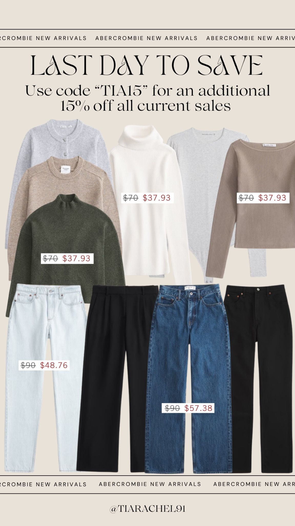 We all know Abercrombie has the best basics! Last day to use my code “TIA15” and save big!!

#LTKHoliday #LTKCyberWeek #LTKGiftGuide