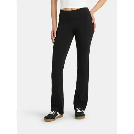 No Boundaries Flare Pants with Foldover Waistband, 32'' Inseam, Women's XS-XXL | Walmart (US)