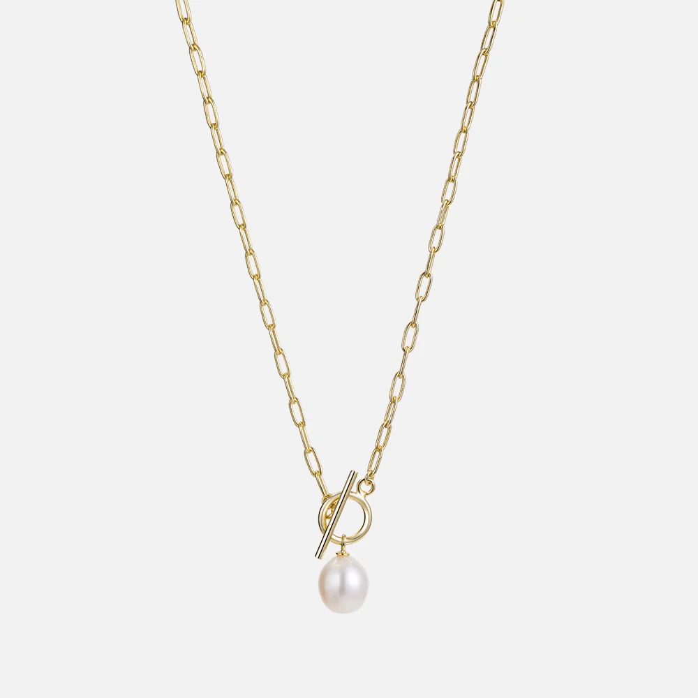 Toggle Clasp Pearl Staple Chain Necklace | Victoria Emerson