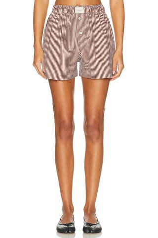 Comme Si La Boxer Classica Short in Cortado Stripe - Brown. Size XL (also in L, S, XS). | FWRD 