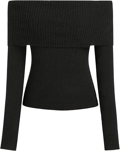 CIDER Women’s Off Shoulder Knitted Long Sleeve Tops Fall Pullover Sweater | Amazon (US)