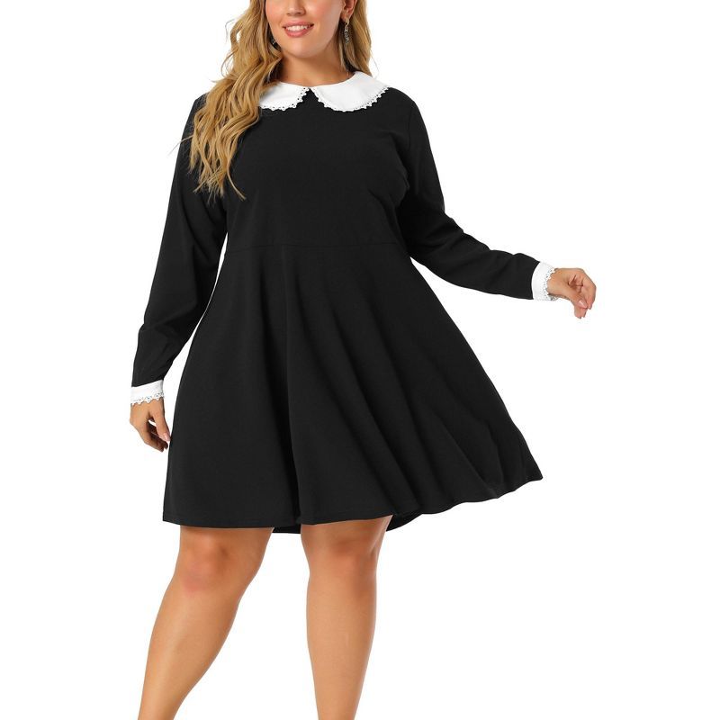 Agnes Orinda Women's Plus Size Peter Pan Collar Above Knee Dress | Target