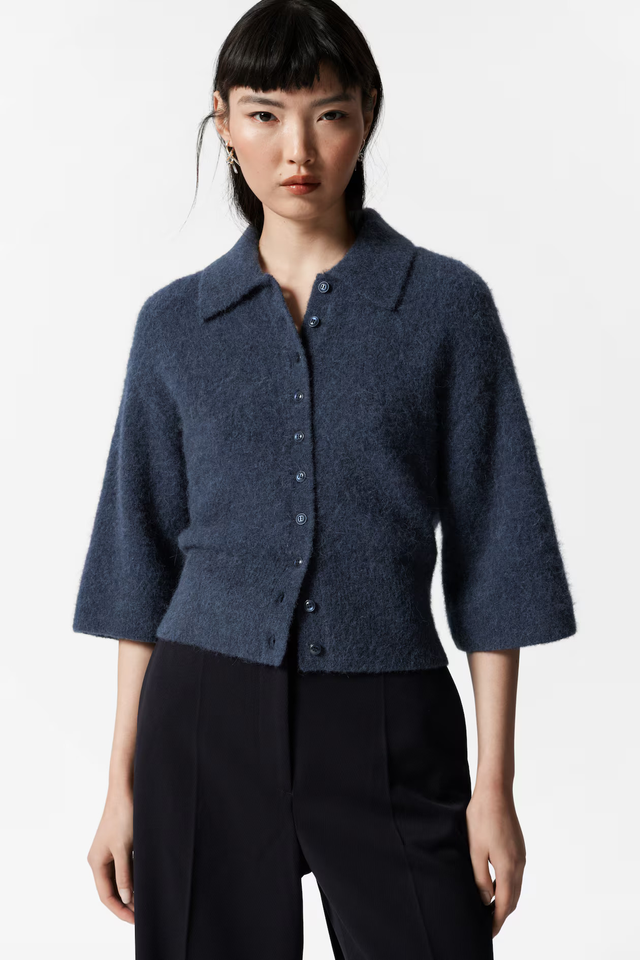 Alpaca-Blend Short-Sleeve Cardigan | H&M (UK, MY, IN, SG, PH, TW, HK)