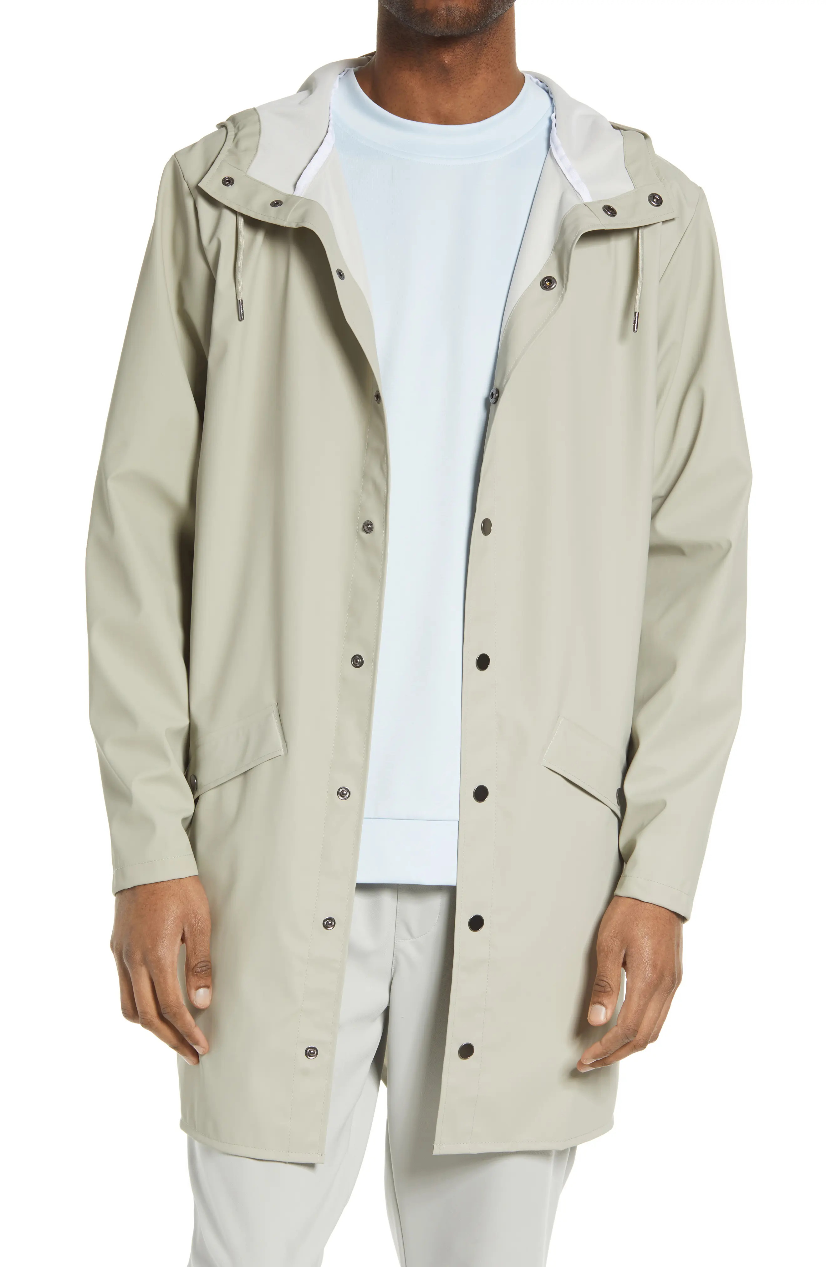 Rains Waterproof Longline Jacket in Cement at Nordstrom, Size X-Large | Nordstrom