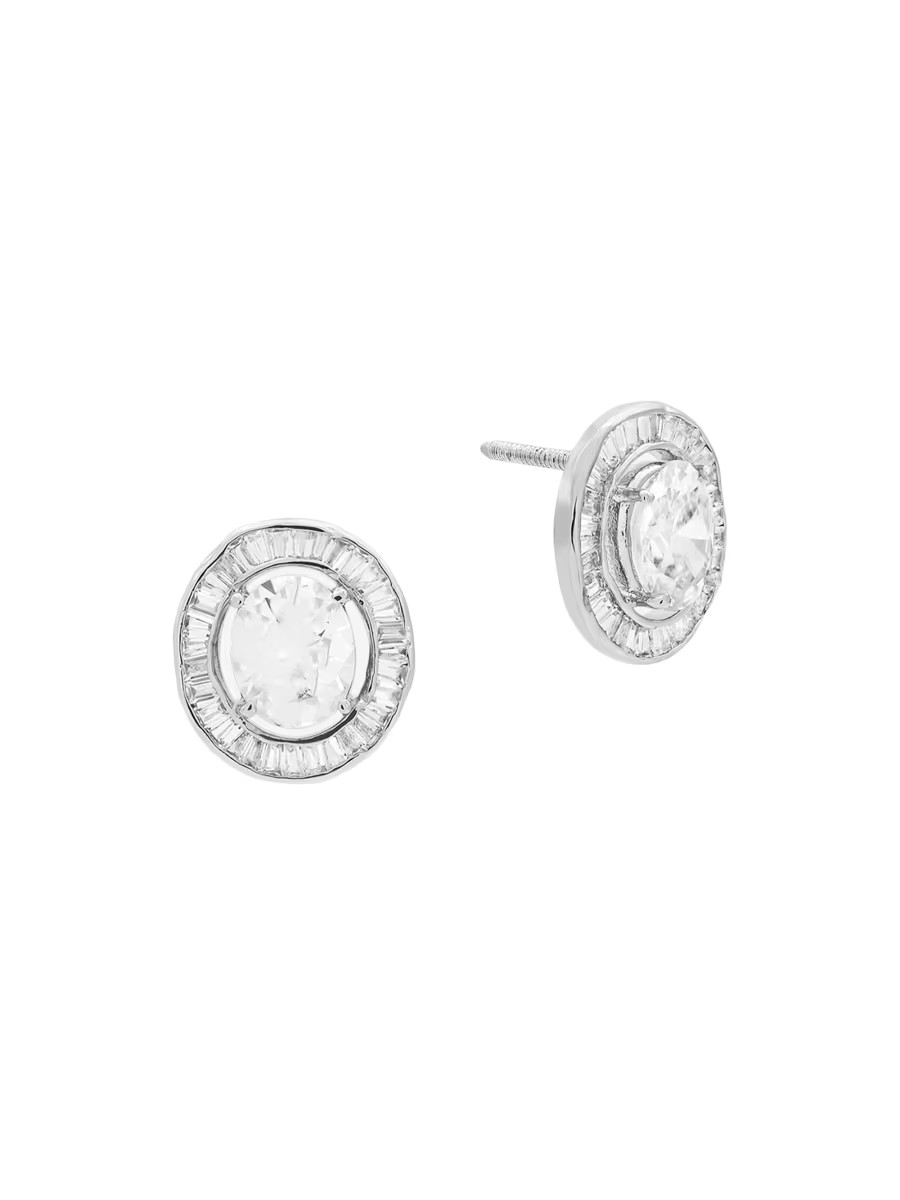 Silver-Plated & Cubic Zirconia Stud Earrings | Saks Fifth Avenue