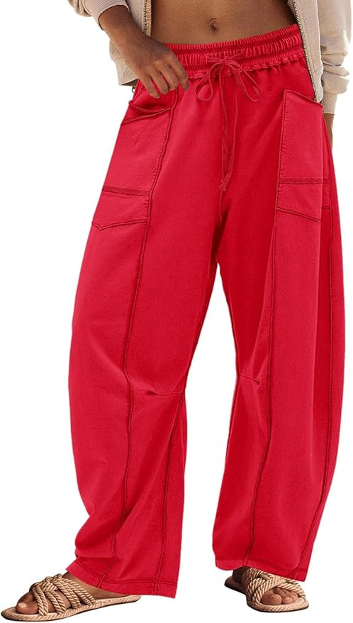 Panadila Womens Barrel Pants Drawstring Wide Leg Sweatpants Baggy Summer Lounge Pants Casual Beac... | Amazon (US)