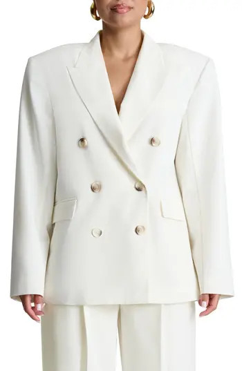 Naked Wardrobe Double Breasted Oversize Blazer in White at Nordstrom Rack, Size Small | Nordstrom Rack
