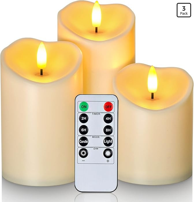 Homemory LED Candles with Remote Timers - Battery Operated, Electric Fake Plastic, Dark Ivory, Ou... | Amazon (US)