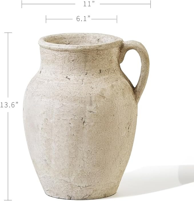 LB2 Rustic Large Ceramic Vase, 13.6" Tall Zen Style vase, Terra Cotta Pitcher Vase, Distressed Fa... | Amazon (US)