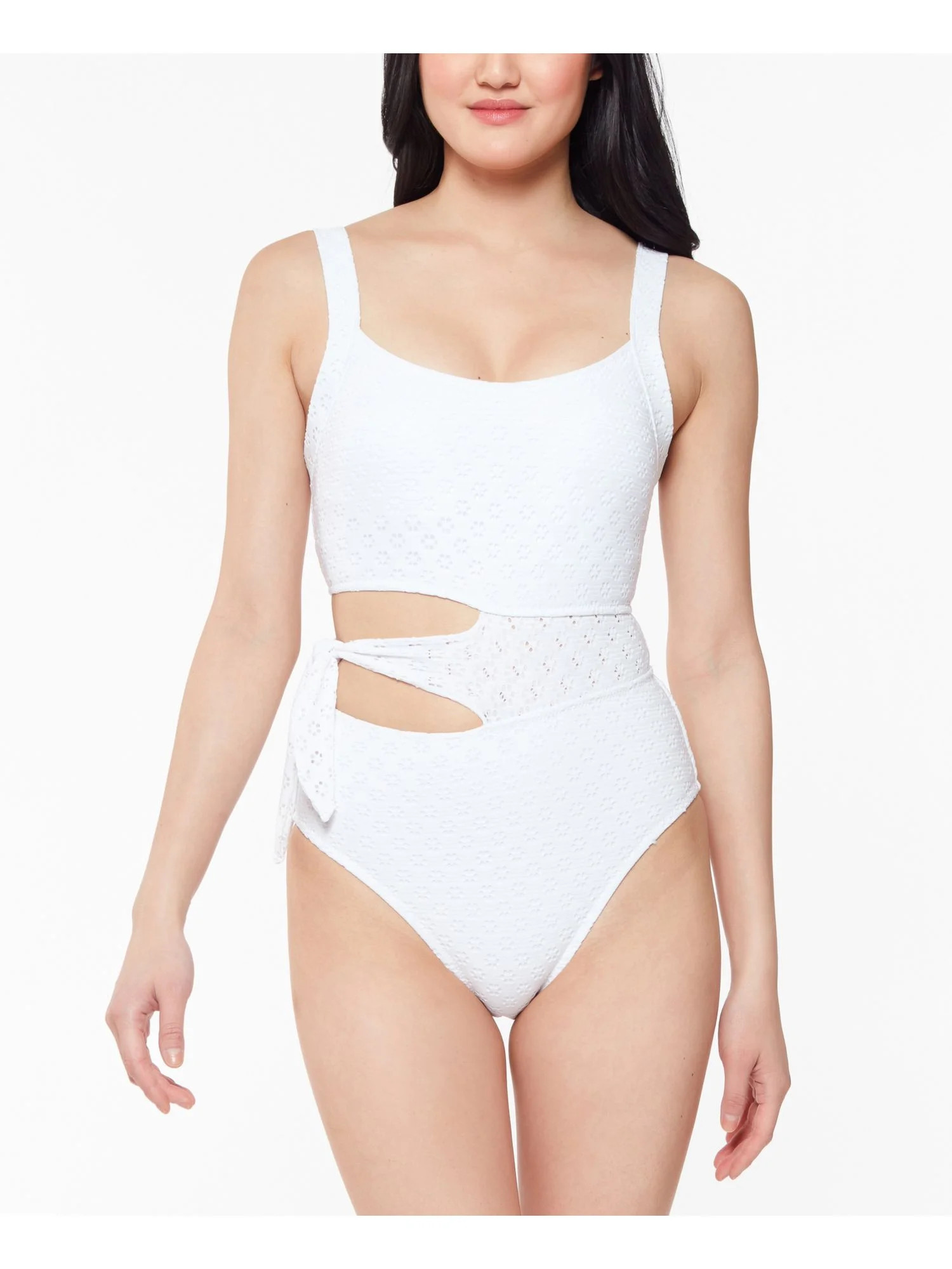 JESSICA SIMPSON Women's White Eyelet ASYMMETRICAL REMOVABLE CUPS Adjustable Tie Bralette One Piec... | Walmart (US)