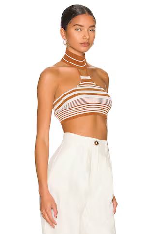 superdown Kiara Backless Crop Top in Striped Brown from Revolve.com | Revolve Clothing (Global)