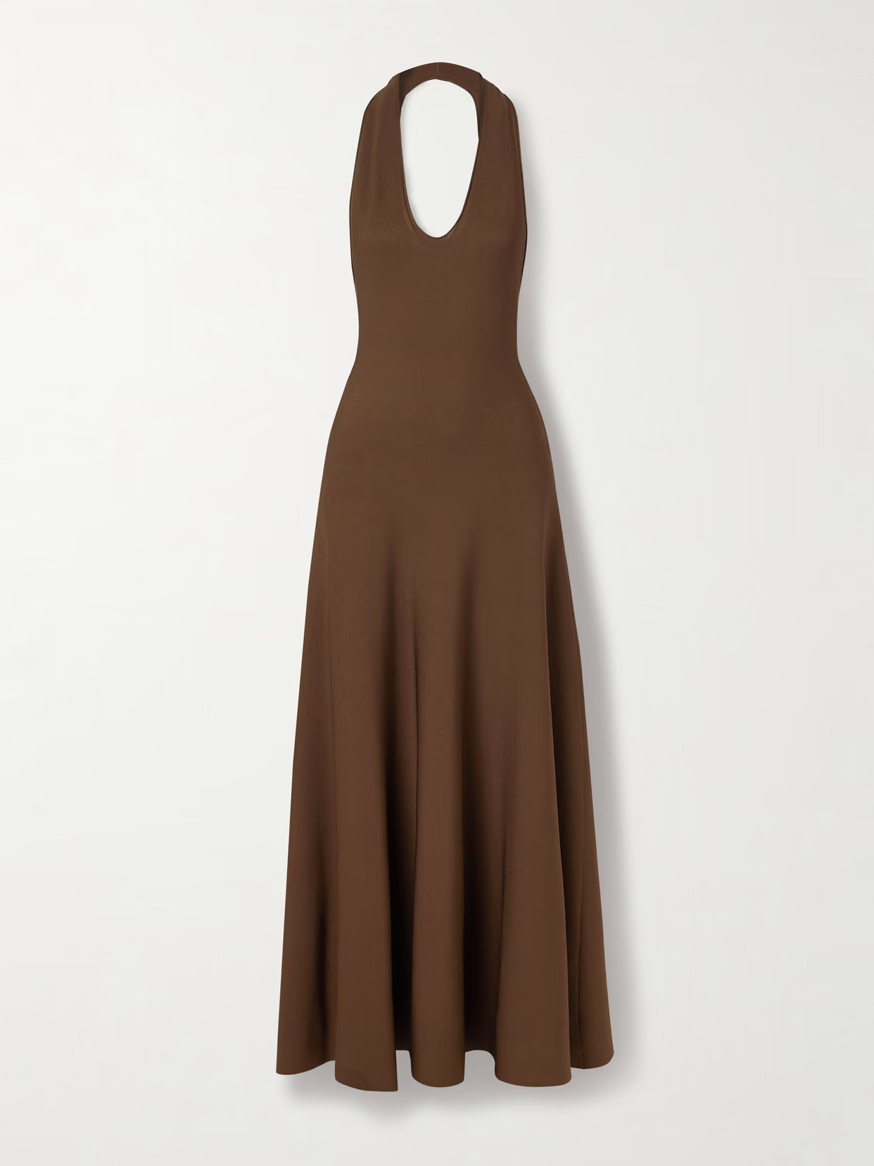 KHAITE - Melina Stretch-knit Halterneck Maxi Dress - Brown | NET-A-PORTER (US)
