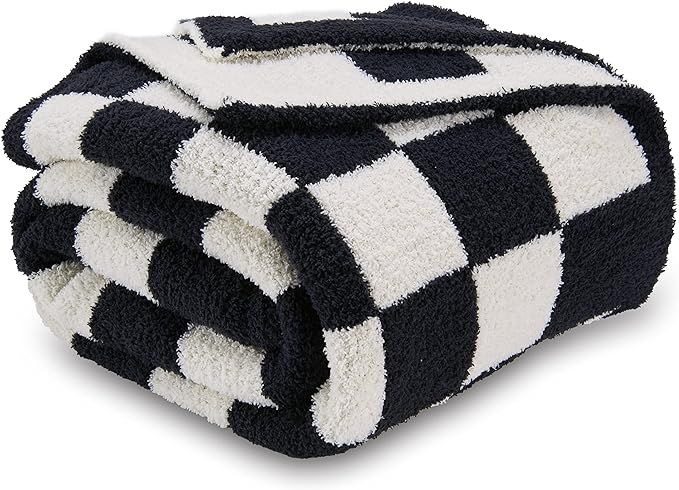 CozeCube Checkered Blanket, Ultra Soft Cozy Black and White Checkered Throw Blanket, Warm Fluffy ... | Amazon (US)