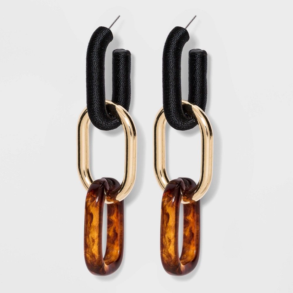 SUGARFIX by BaubleBar Multi-Tone Link Drop Earrings - Brown | Target