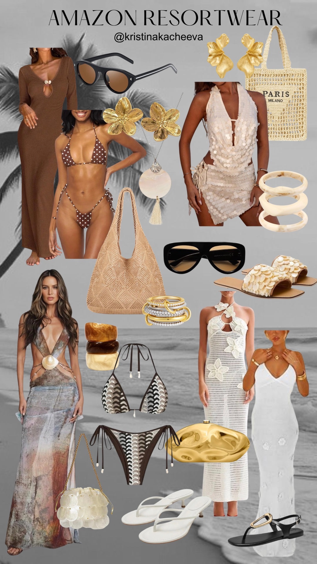 Amazon resortwear! 
Get your perfect outfit for the beach or resort during summer vacation without breaking a bank. 
Shop dresses, beach cover ups, bikinis, sandals, gold chinky jewelry, seashell necklaces, bags and sets, sunnies, rings and more! 
#vacationoutfitsbeach #summeroutfit #resortwear #beachoutfit #swimwear #bikini #coverup #dress #bag #beachbag #sandals #sunglasses #goldjewelry #seashell #sequin 

#LTKTravel #LTKSwim #LTKSeasonal