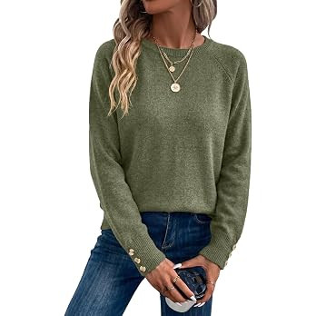 Dokotoo Womes Sweaters Solid Button Long Sleeve Knit Pullover Tops | Amazon (US)
