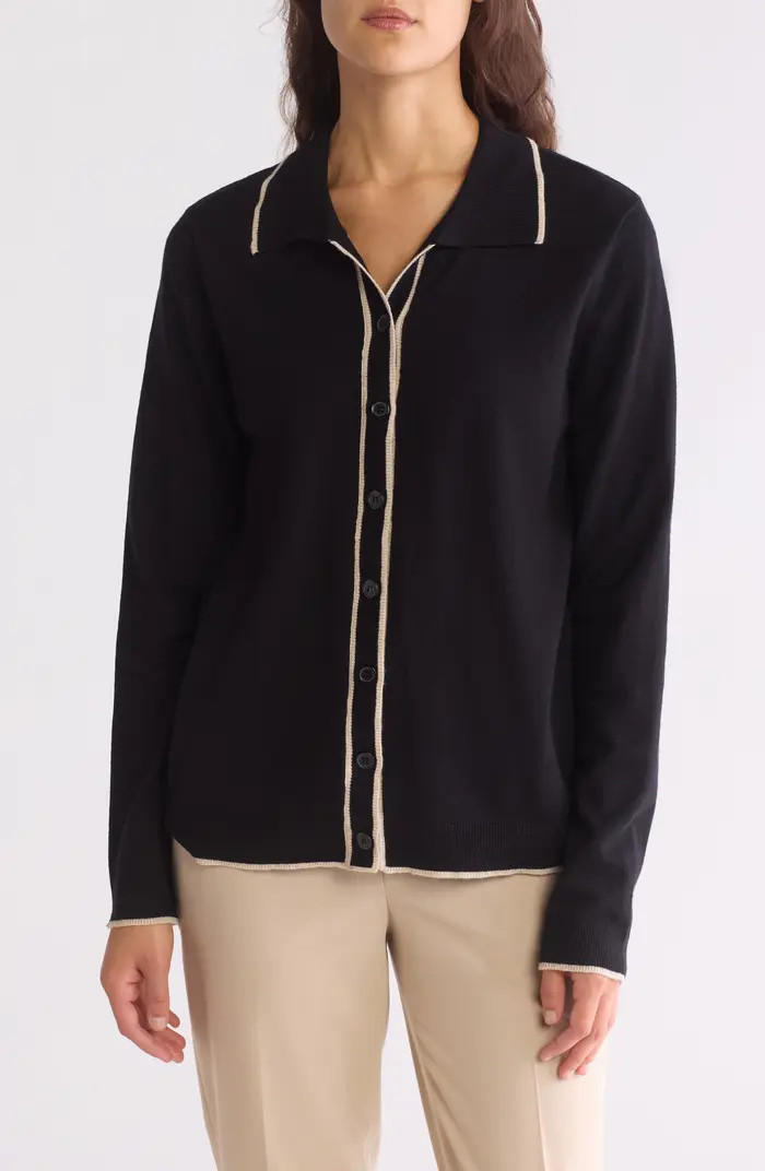 MAX STUDIO Tipped Button Front Cardigan | Nordstromrack | Nordstrom Rack