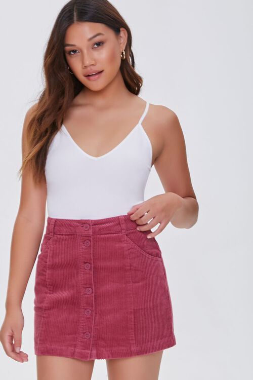 Corduroy Button-Front Mini Skirt | Forever 21 (US)