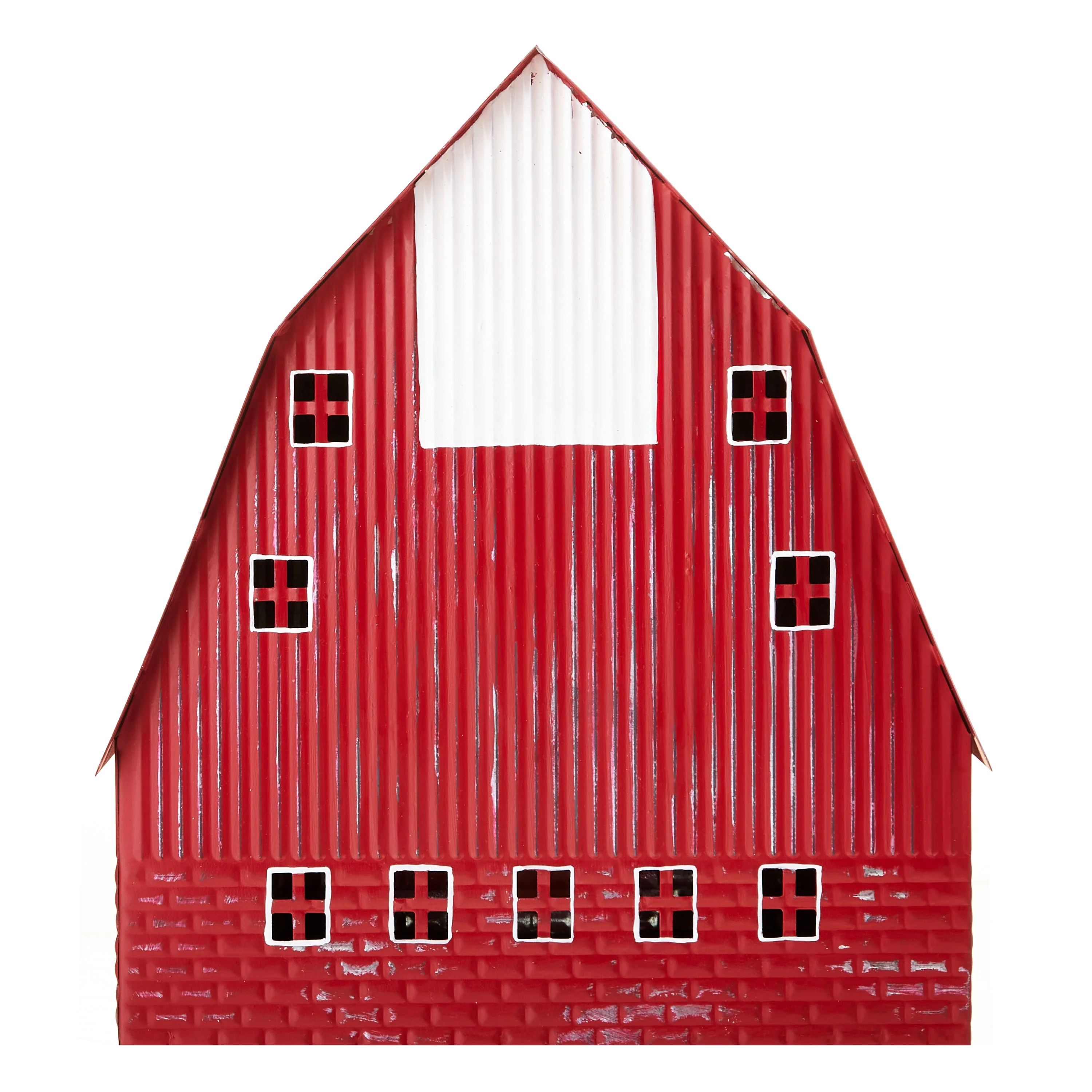 Holiday Time Merry Tidings Red Metal Barn Christmas Decoration, 10-inch | Walmart (US)
