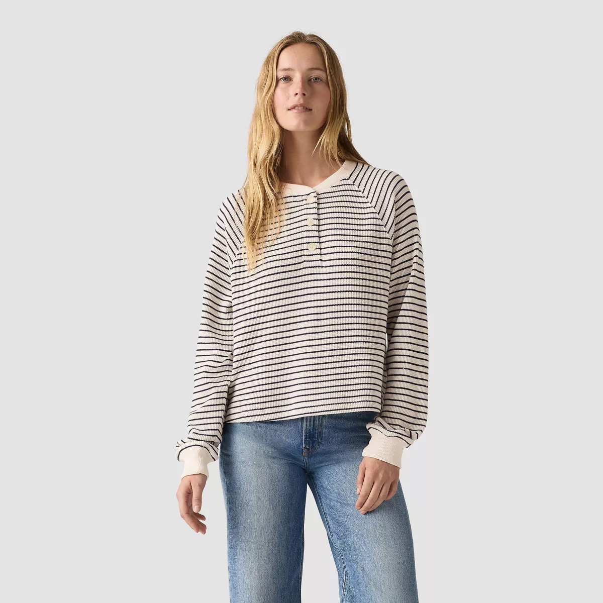 Levi's® Women's Lassen Henley Shirt - Stripe Gardenia S | Target