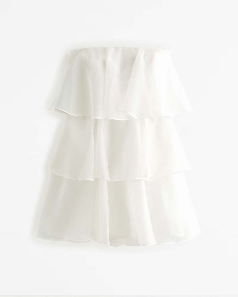 Organza Tiered Strapless Mini Dress | Abercrombie & Fitch (US)