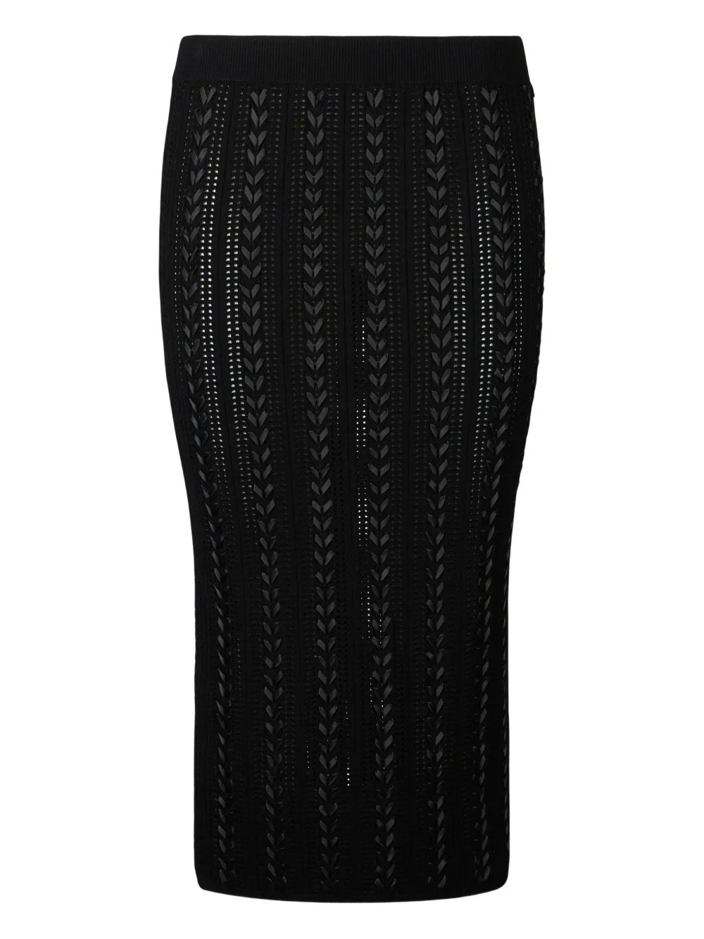 LIU JO braided punched knit midi fitted skirt - Black | Farfetch Global