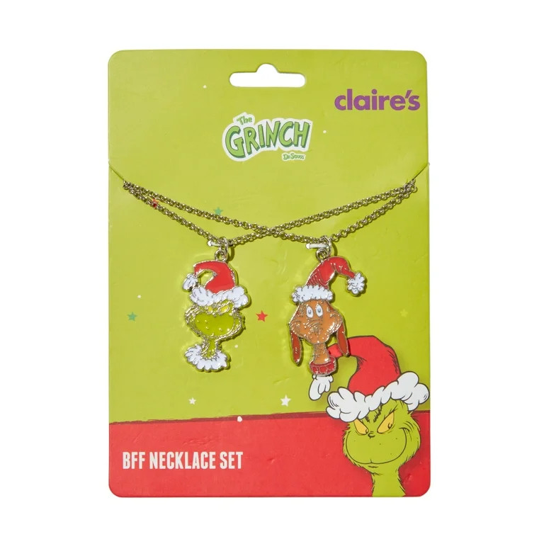 Claire's The Grinch by Dr. Seuss Holiday Best Friend Necklaces, 2-Pack, Children's, Unisex | Walmart (US)