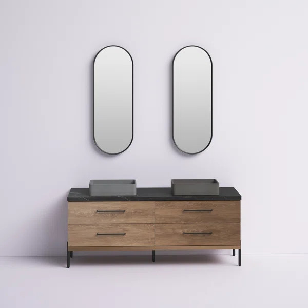 Howden 72'' Double Bathroom Vanity with Stone Top with Mirror | Wayfair North America