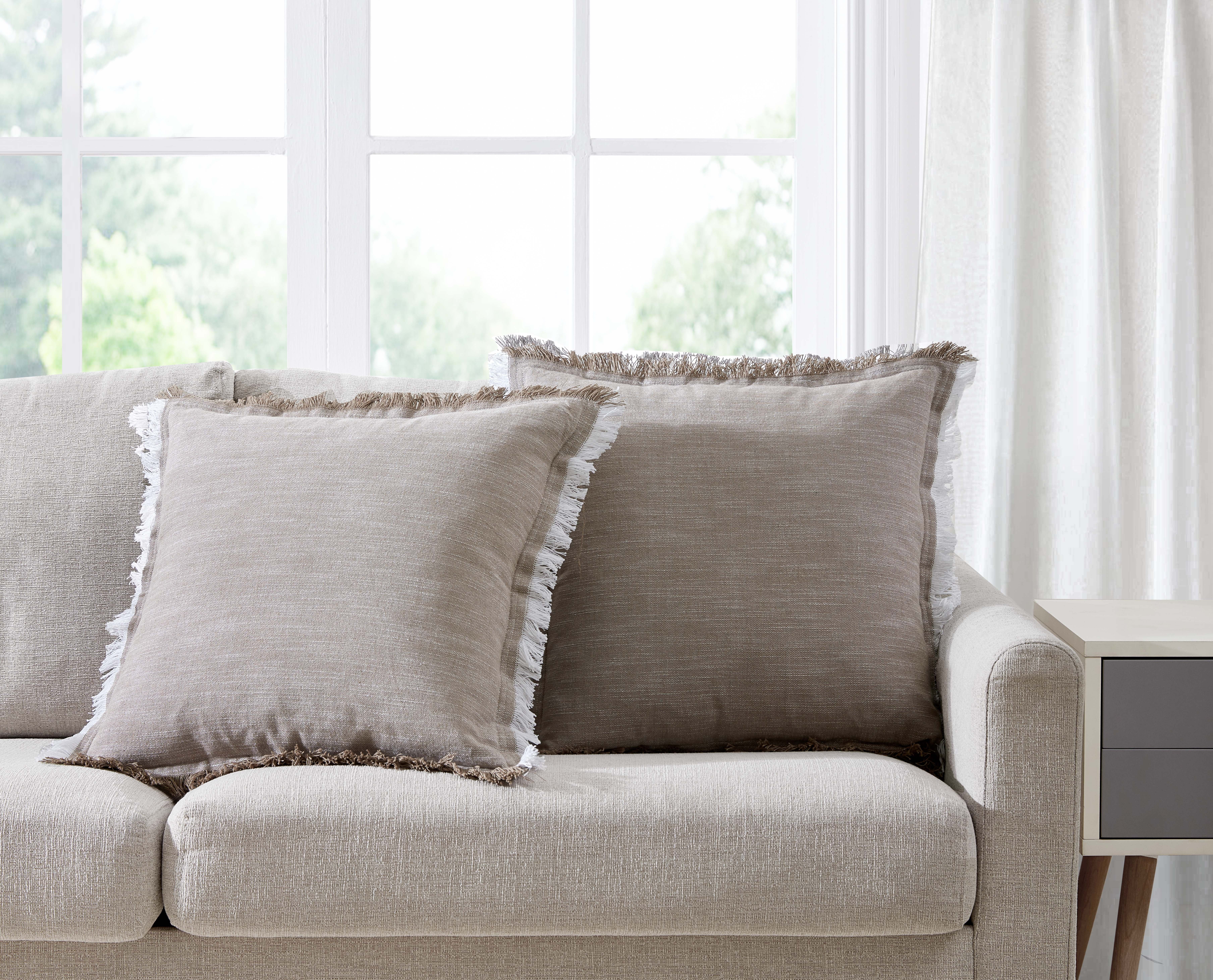 Better Homes & Gardens, Contrast Cotton Fringe Decorative Throw Pillow, Linen, Brown, 20" x 20", ... | Walmart (US)