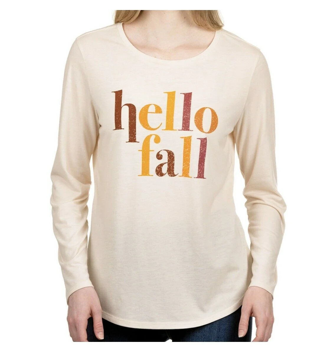 Women's Cream State of Mine Hello Fall Long Sleeve Tee Small - Walmart.com | Walmart (US)