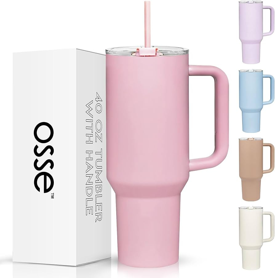 40oz Tumbler with Handle and Straw Lid | Double Wall Vacuum Reusable Stainless Steel Insulated Wa... | Amazon (US)