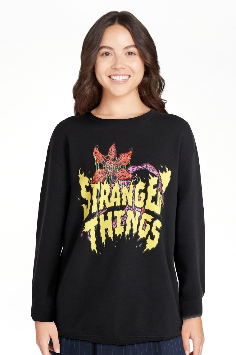 Netflix Stranger Things Oversized Fleece Sweatshirt from No Boundaries, Women’s Plus | Walmart (US)