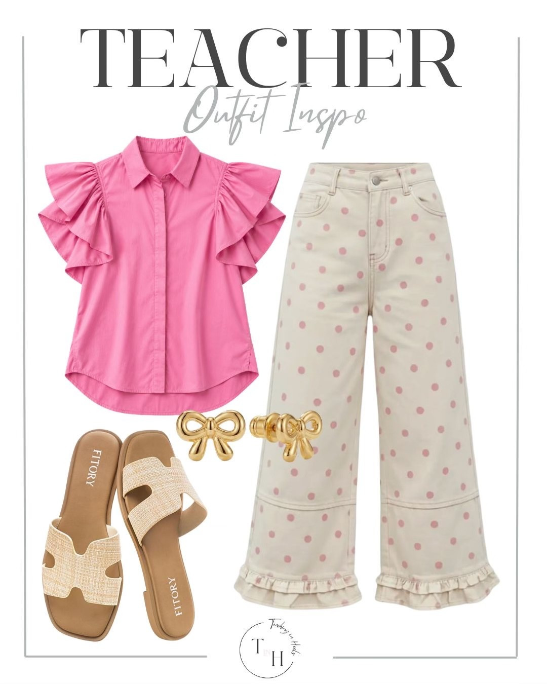 Pink button up  polka dot pants  back to school ootd  bow earrings  teacher  classroom style   teacher outfit  teacher style  teacher work style workwear  teacher ootd  teacherfit  ootd trendteacher  teacher outfits  teacher ootd  teacher outfit ideas  summer outfit  summer outfit  teacher summer style  warm weather style  Summer must haves

#LTKootd #LTKSeasonal #LTKSaleAlert