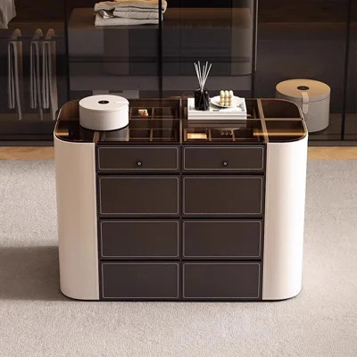 47.24" Italian Light Luxury Curved Closet Island with LED Light Strip, Double-Sided Jewelry Storage & Display Dresser, Modern Bedroom Organizer | Wayfair North America
