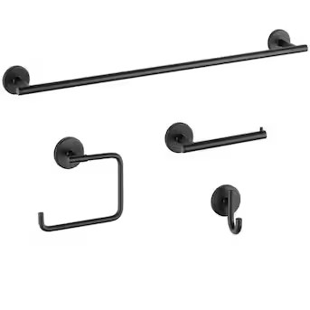 Delta 4-Piece Trinsic Matte Black Decorative Bathroom Hardware Set with Towel Bar, Toilet Paper H... | Lowe's