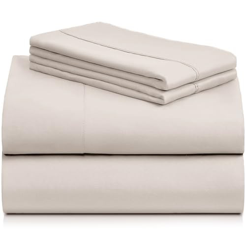 LuxClub 4 PC Sheet Set Bed Sheets Deep Pockets 16" Eco Friendly Wrinkle Free Cooling Machine Washable Hotel Bedding Silky Soft - Linen Queen | Amazon (US)