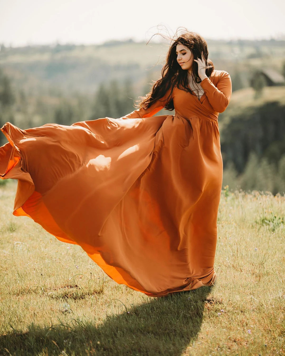Burnt Orange Dress Fall Engagement Pictures Dress Fall Gown - Etsy | Etsy (US)