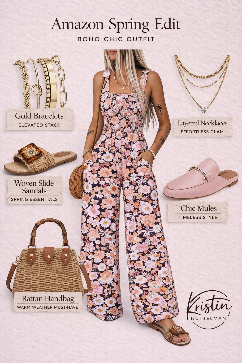 Easy, elevated, and SO good for spring 🌸 This floral jumpsuit is one of those effortless pieces you can throw on and instantly feel put together. Paired it with neutral slides, chic mules, and gold layers for that soft boho look ✨ Perfect for everyday wear, brunch, or running around but still feeling cute. Everything is linked for you here ↓

#LTKStyle #LTKFinds #LTKSpringStyle #LTKSeasonal #LTKUnder100 #AmazonFashion #AmazonFinds #AmazonStyle #SpringOutfit #BohoStyle #EverydayOutfit #CasualChic #EffortlessStyle #MomStyle #NeutralStyle #ComfyStyle #OutfitInspo #SpringFashion #SimpleStyle #ChicLooks

#LTKSeasonal #LTKU #LTKootd