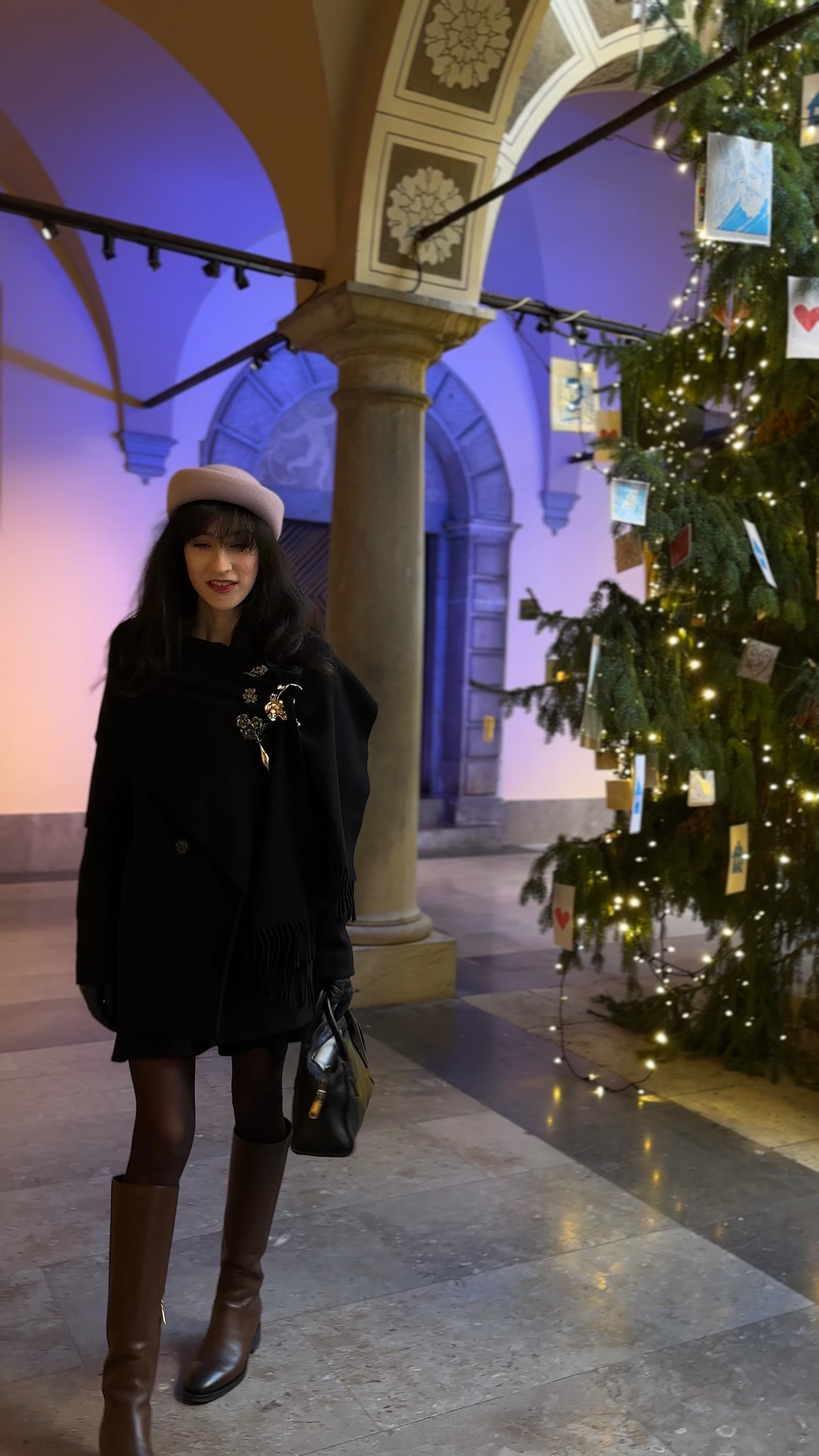 pink pillbox hat, brooches, brooched, casual Christmas outfits, classy Christmas outfit, Christmas outfits for women, holiday outfits Christmas, Christmas tree lighting outfit, black cape poncho, vintage brooch styling, white beret winter, brown riding boots, European Christmas event, festive evening wear, elegant holiday outfit, statement brooch cluster, Christmas market fashion, sophisticated winter look, holiday occasion attire, leather handbag outfit, Christmas lights aesthetic, vintage inspired winter, elegant cold weather style, festive tree lighting, European holiday fashion, chic winter layering, classic Christmas outfit 

 #LTKHoliday #LTKootd #LTKstorytime