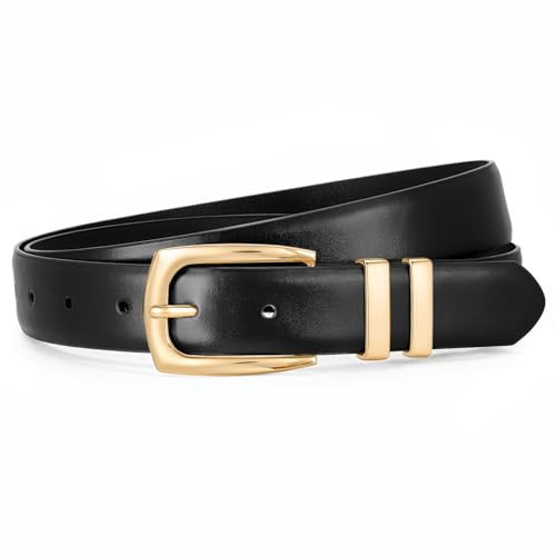 JASGOOD Women's Leather Belts for Jeans Pants Fashion Ladies Belt Gold Buckle Belts for Women Black S | Amazon (UK)