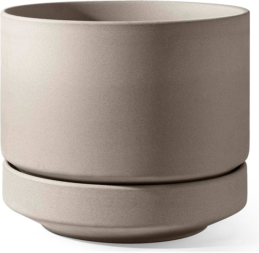 LE TAUCI Large 14 Inch Plant Pot with Saucer | Ceramic Outdoor & Indoor Big Planter Pot | Drainag... | Amazon (US)