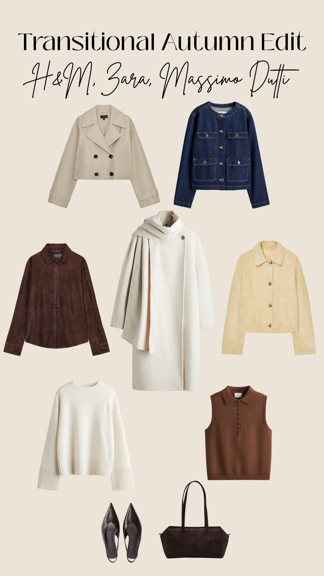 Trench Coat, Suede Leather Jacket, Denim Jacket, Jumper, Bag, Sweater Vest, Wool-Blend Coat, Slingbacks, Zara UK, H&M 

 #LTKxVICI #LTKSeasonal #LTKU