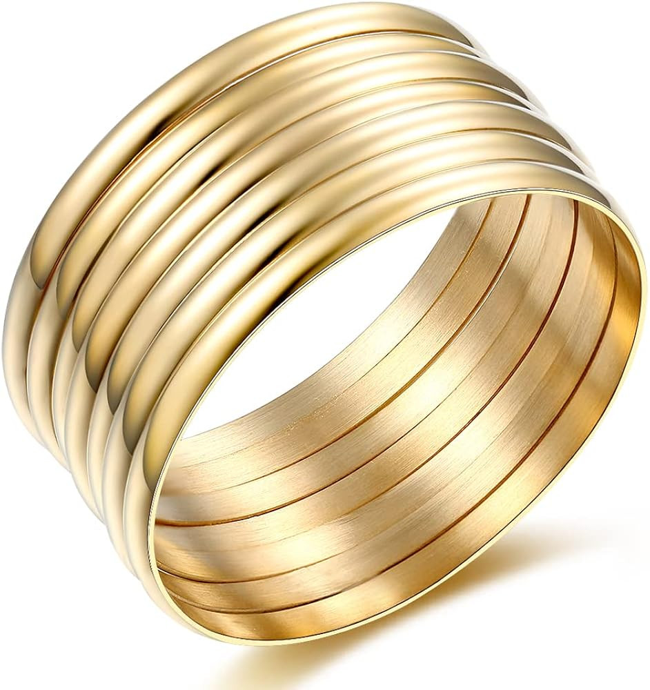 Women's Set of 7 Bracelet Cuff Punk Bracelet Bangle 18K Gold Plated Classic Jewelry Gift Exquisit... | Amazon (US)
