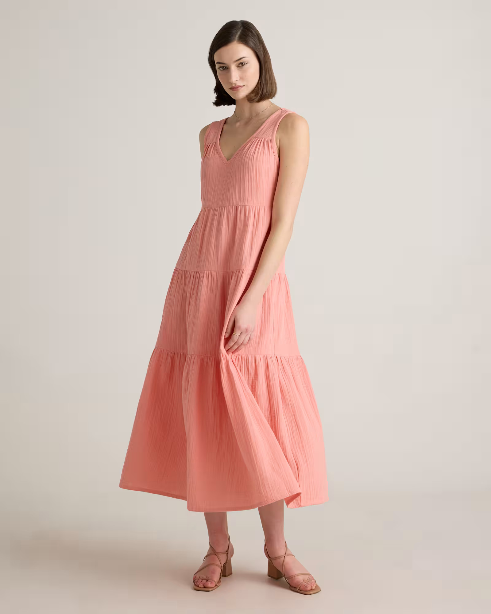 100% Organic Cotton Gauze Tiered Maxi Dress | Quince