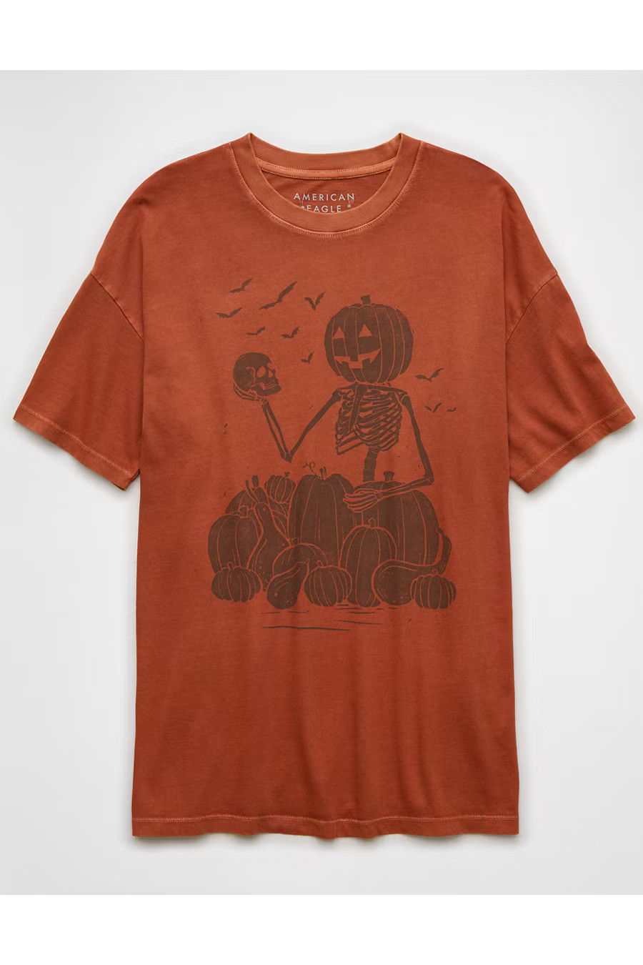 AE Oversized Halloween Graphic T-Shirt Women's Rust Large/X-Large | American Eagle Outfitters (US & CA)