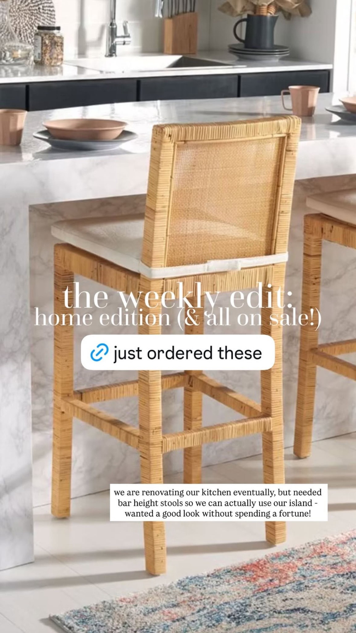 we’re slowly planning a kitchen reno, but needed bar stools now so we could actually use the island. these were the perfect in-between! they have a great scale, classic look, and such a good price (especially on sale $100 off). a simple upgrade that makes the whole space feel more pulled together without overthinking it.

#LTKdayinmylife #LTKHome #LTKSaleAlert