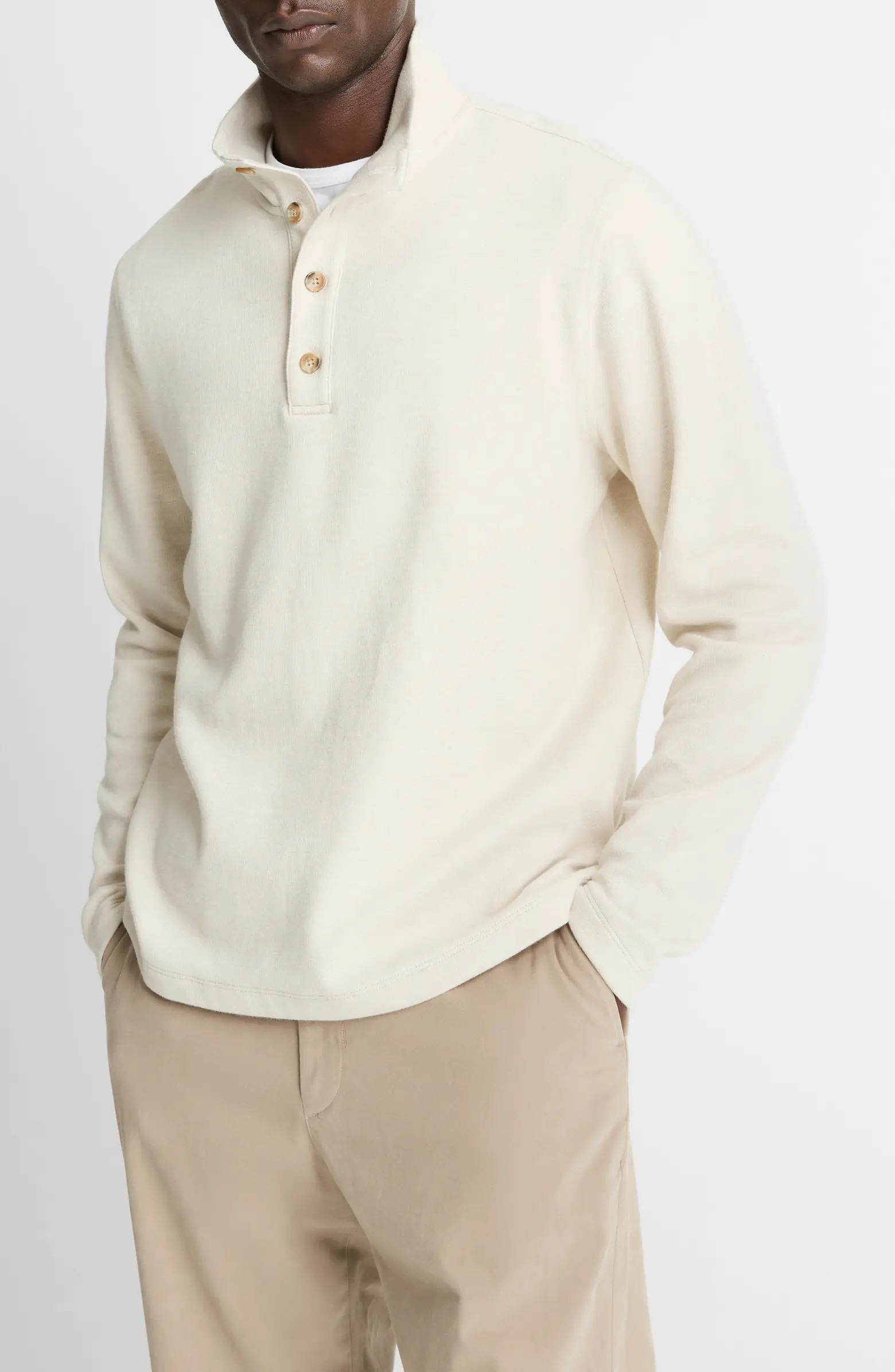 Vince Long Sleeve Stand Collar Cotton Henley | Nordstrom | Nordstrom