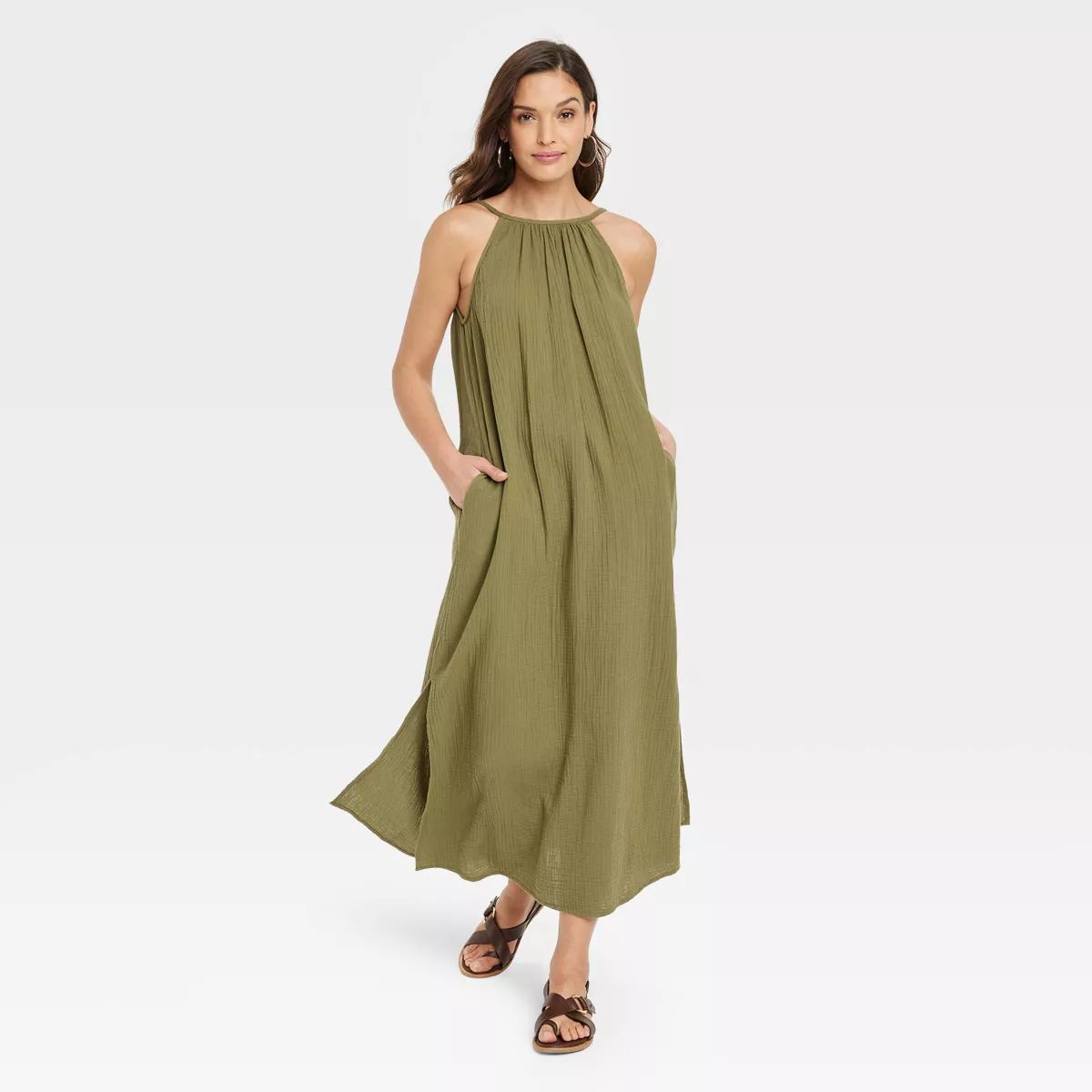 Women's Scoop Back Maxi Shift Dress - Universal Thread™ Yellow M | Target