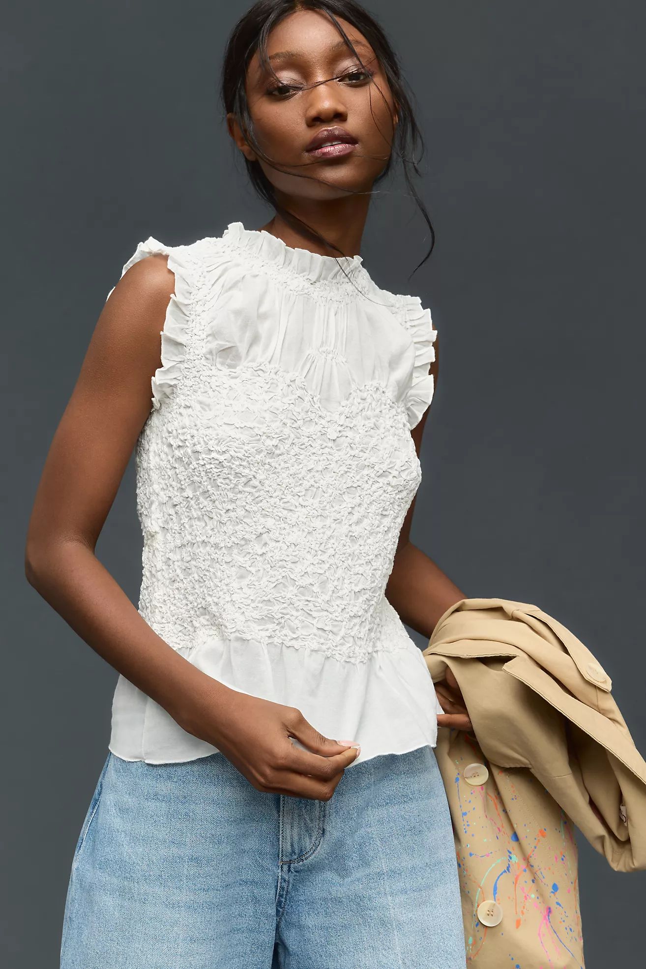 By Anthropologie Textured Smocked Tank | Anthropologie (US)